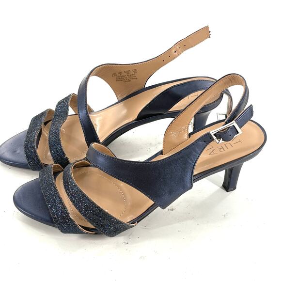 Naturalizer Taimi Heels 8.5 8.5W Wide Navy Blue NWOT Sandals Pumps Sparkle - Picture 4 of 9